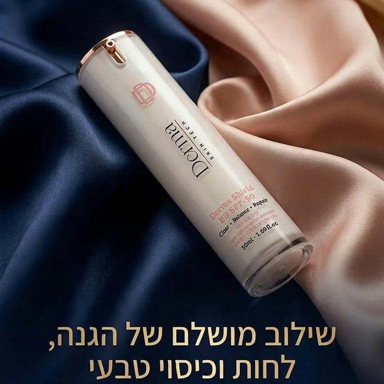 Derma Shield BB SPF 50 כיסוי עדין שמאחד את מראה העור + הגנה גבוהה ליום-יום, עם תחושה נוחה לאורך היום. בחוץ? לחדש מריחה כל שעתיים, וגם אחרי הזעה/שחייה/ניגוב. לפרטים והתאמה לפי סוג ה